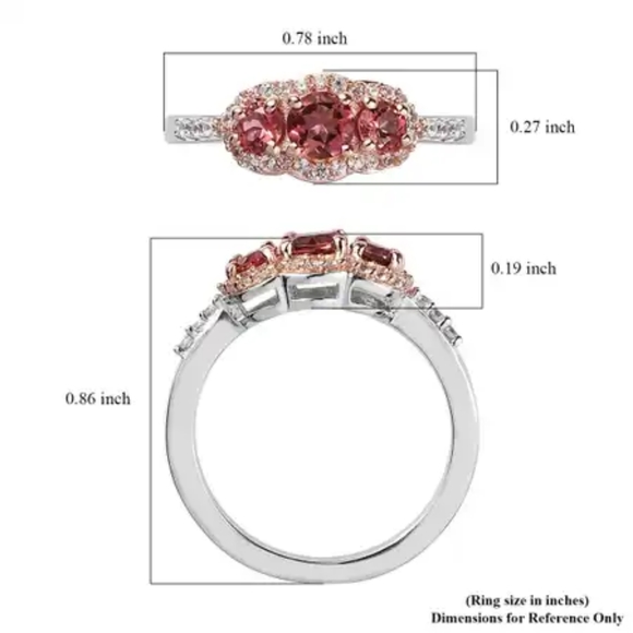 Authentic Blush Tourmaline Ring in Vermeil RG and Platinum Over Sterlng Silver - Picture 6 of 6